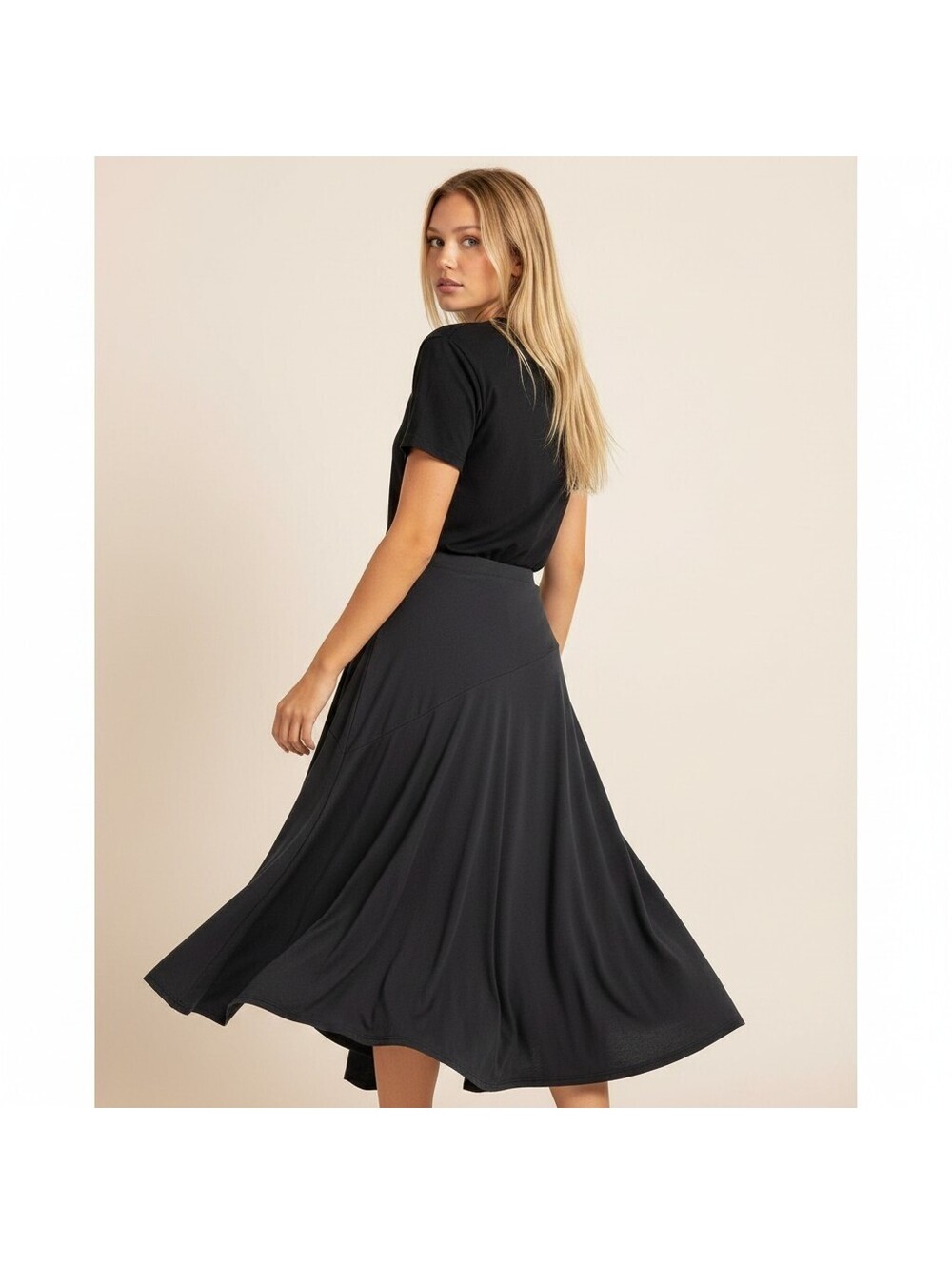 Express Skirt Women M Medium Black A-Line Pull On Mid Rise Stretch Rayon Casual - Picture 2 of 8